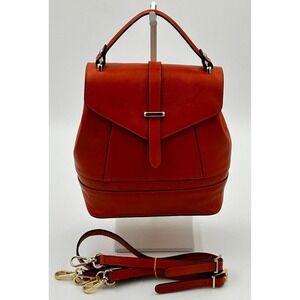 Divina Firenze Leather Backpack‎ Womens Burnt Orange Convertible Made in Italy